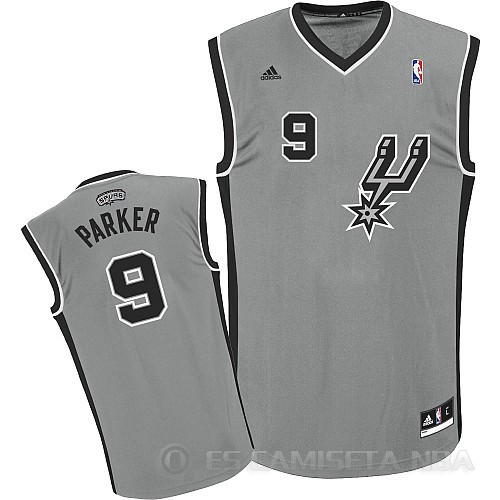 Camiseta Parker #9 San Antonio Spurs Gris - Haga un click en la imagen para cerrar